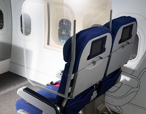 Social distancing aircraft covid-19: Aviation Glass inter-seat aircraft screens