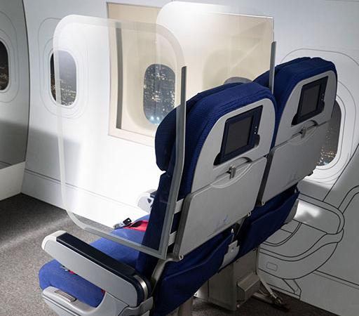 Social distancing aircraft covid-19: Aviation Glass inter-seat aircraft screens